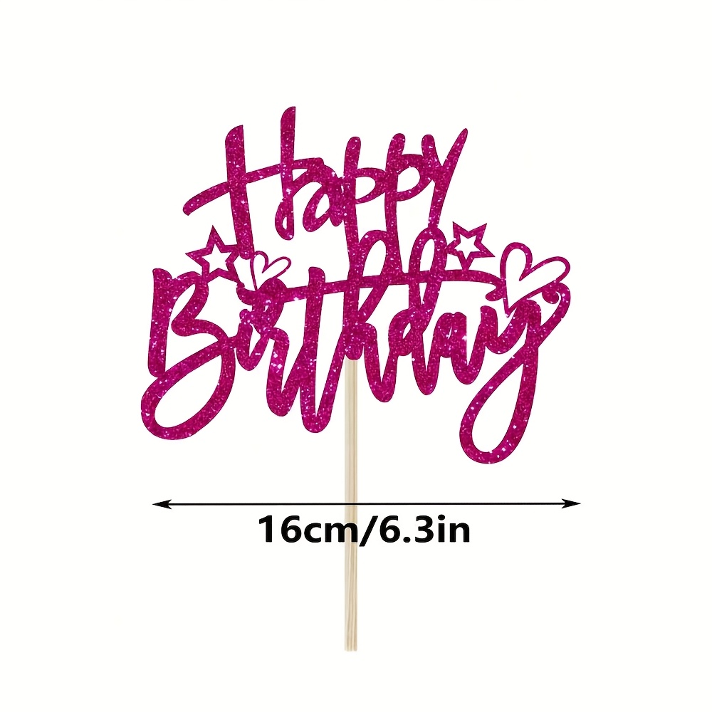 Image of A Glittery "happy Birthday" Cake Topper, A High-shine Decoration For Birthday Parties, Anniversaries, Celebrations, Showers, And Weddings