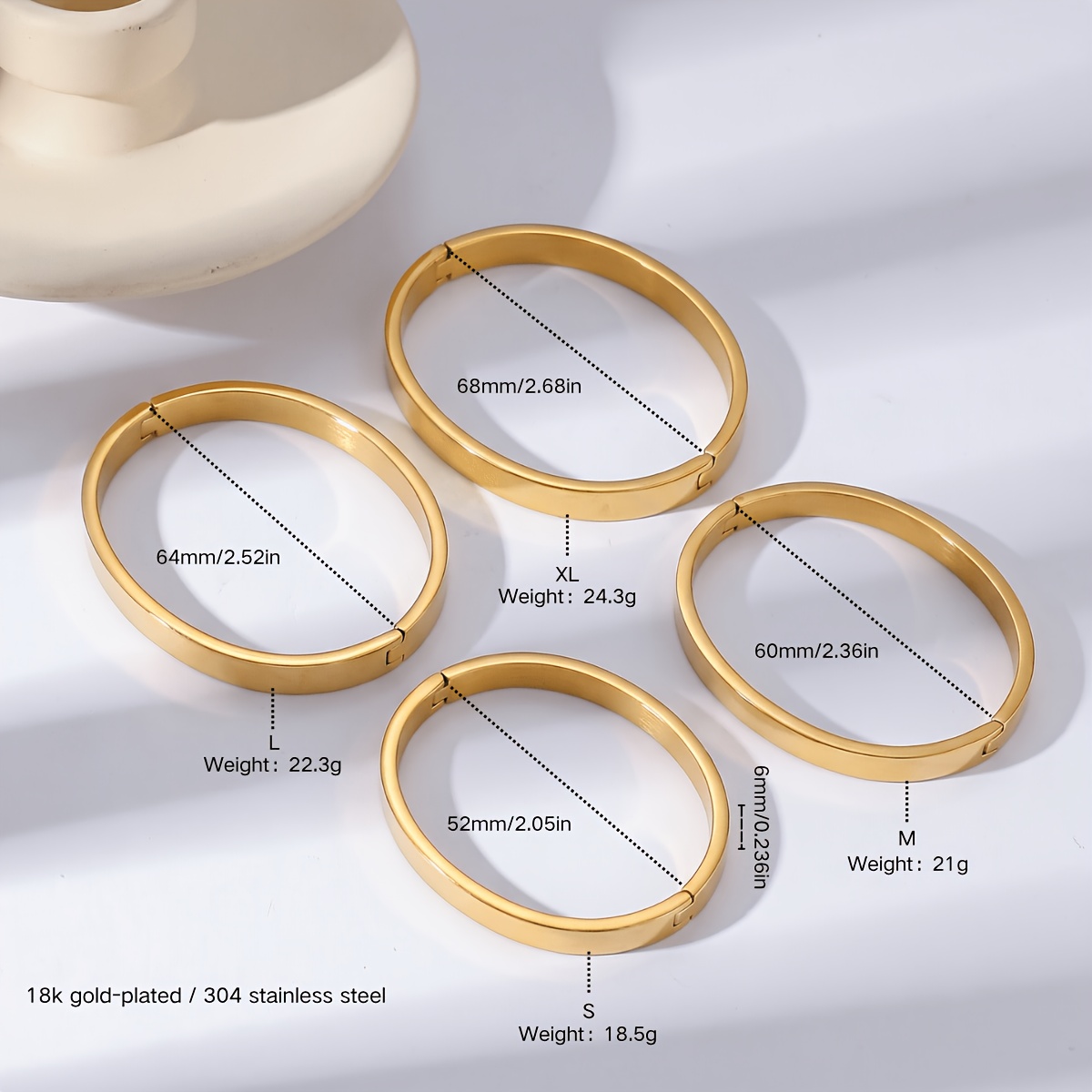 Family Style Glossy Bangle — 18K Gold Plated Minimalist Design