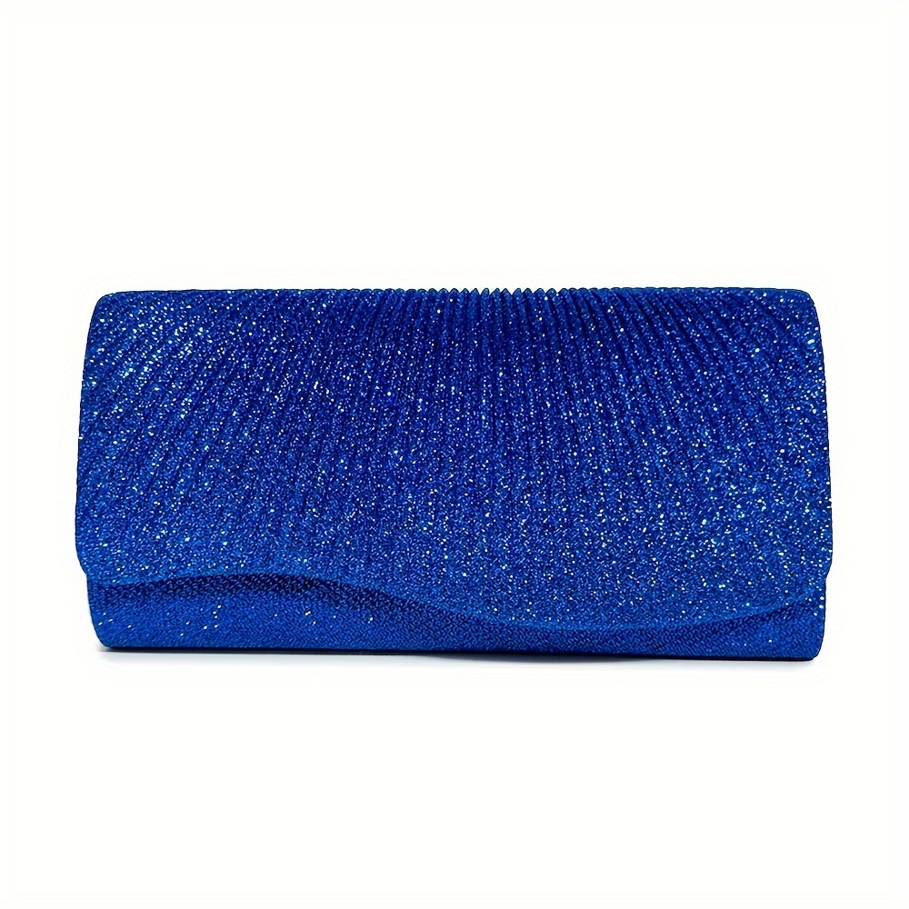 TEMU Mini Sparkling Pleated Square Bag With Glitter Chain, Essential Evening/ball Party Bag For Christmas Holidays/fall Holidays