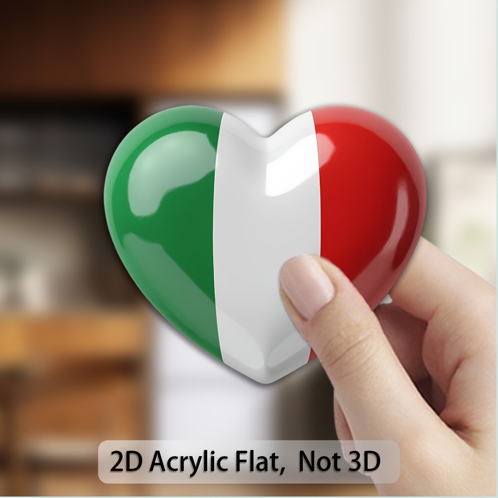 TEMU Acrylic Refrigerator Magnet, 1pc 2d Flat Acrylic & Rubber Soft Magnet | Italian Pride - Glossy 3d Italy Flag Colors - Perfect For Italian