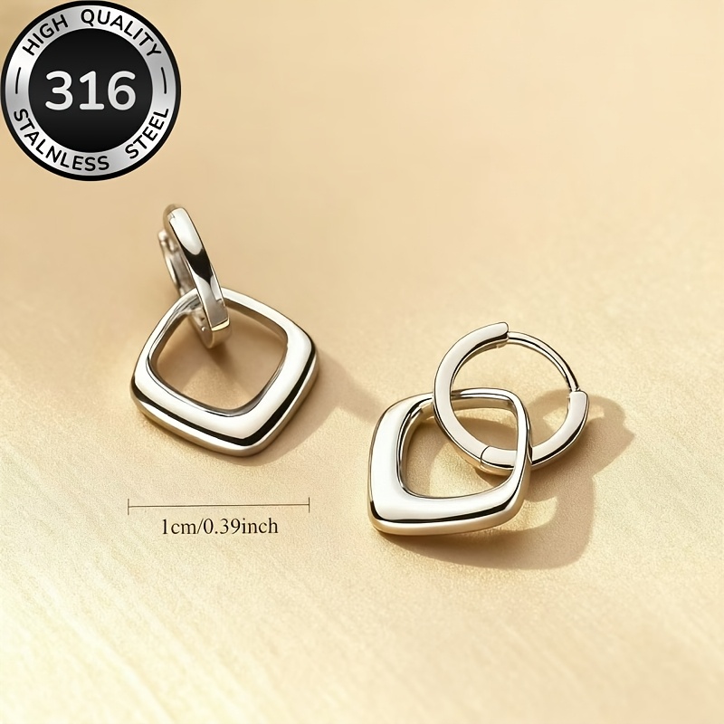 Women's 18K Gold Plated Stainless Steel Geometric Square Earrings