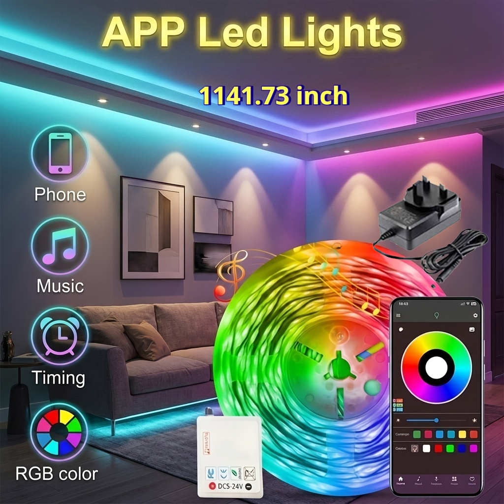 Smart RGB LED Light Strip with App Control, Music Sync