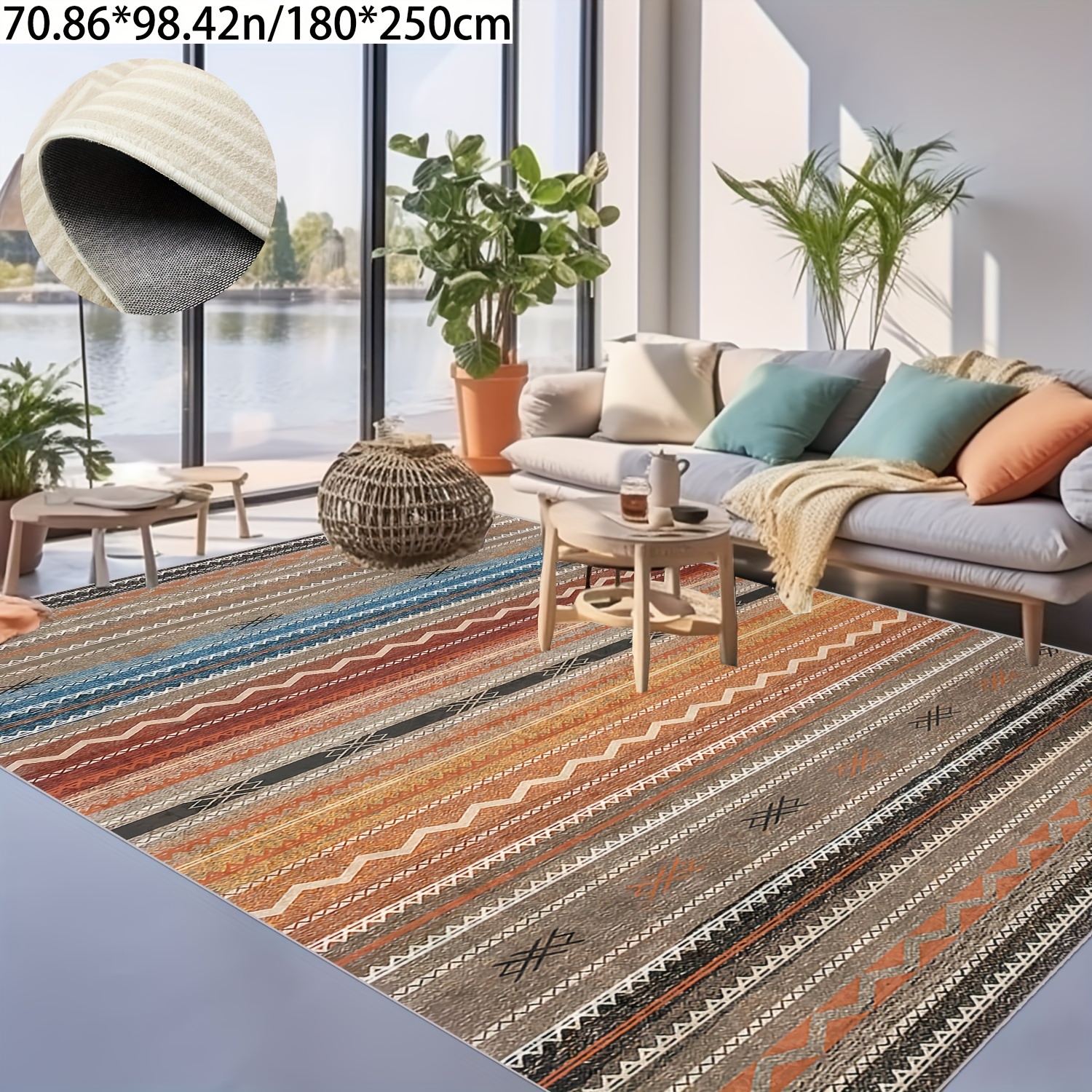 

1pc Area Rug - , , , Polyester, 1250g/sqm, 12mm , Pattern, & -free For Decor, Suitable For & , Use