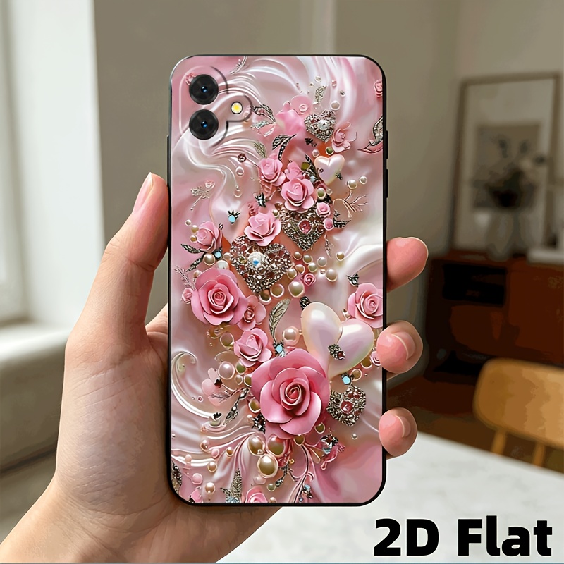 TEMU Phone Case: 2d Flat Compatible With For Galaxy A07/f07 4g/m07 4g Phone Case Cover Case Shockproof Rose