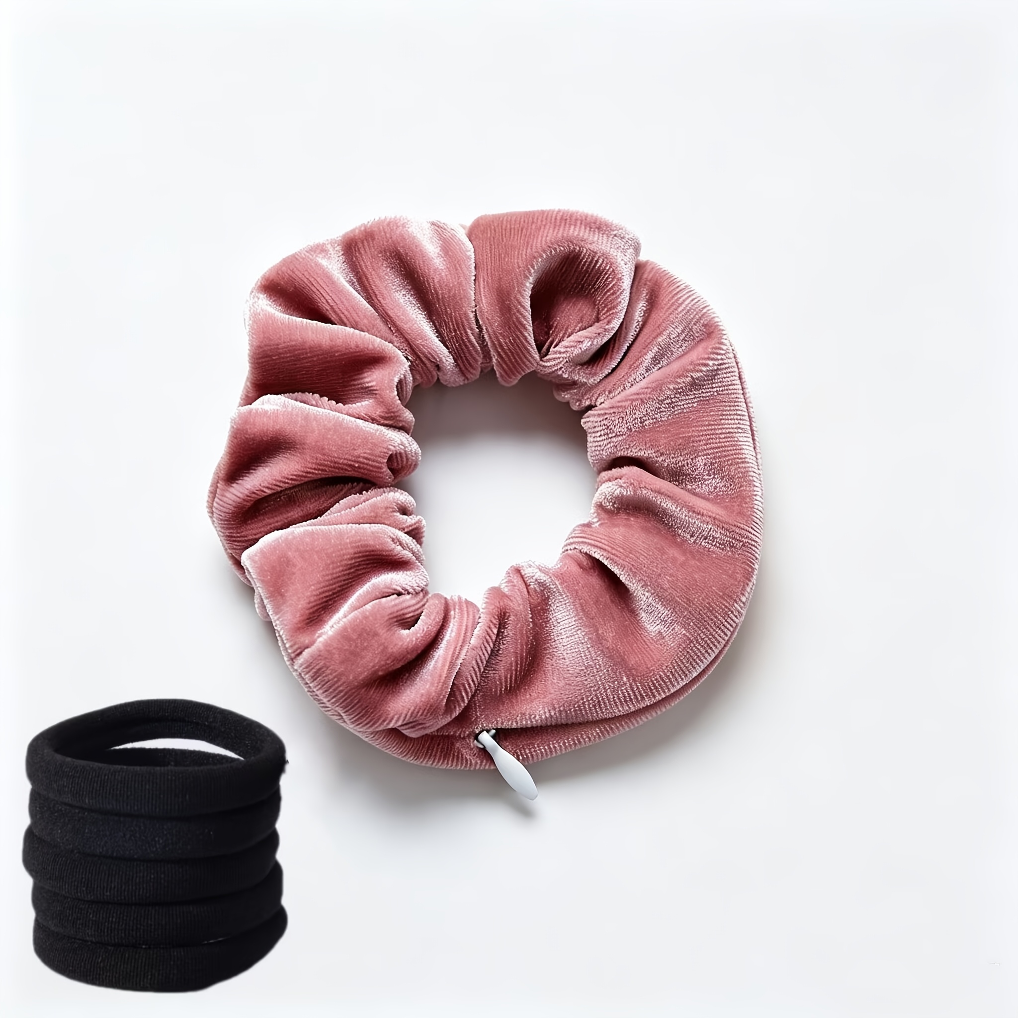 TEMU 6pcs (hair Tie And 5pcs Bands) Velvet Hair Tie Coin Purse With Zipper, Bracelet Coin Purse, Suitable For Carrying Small Items During Travel,