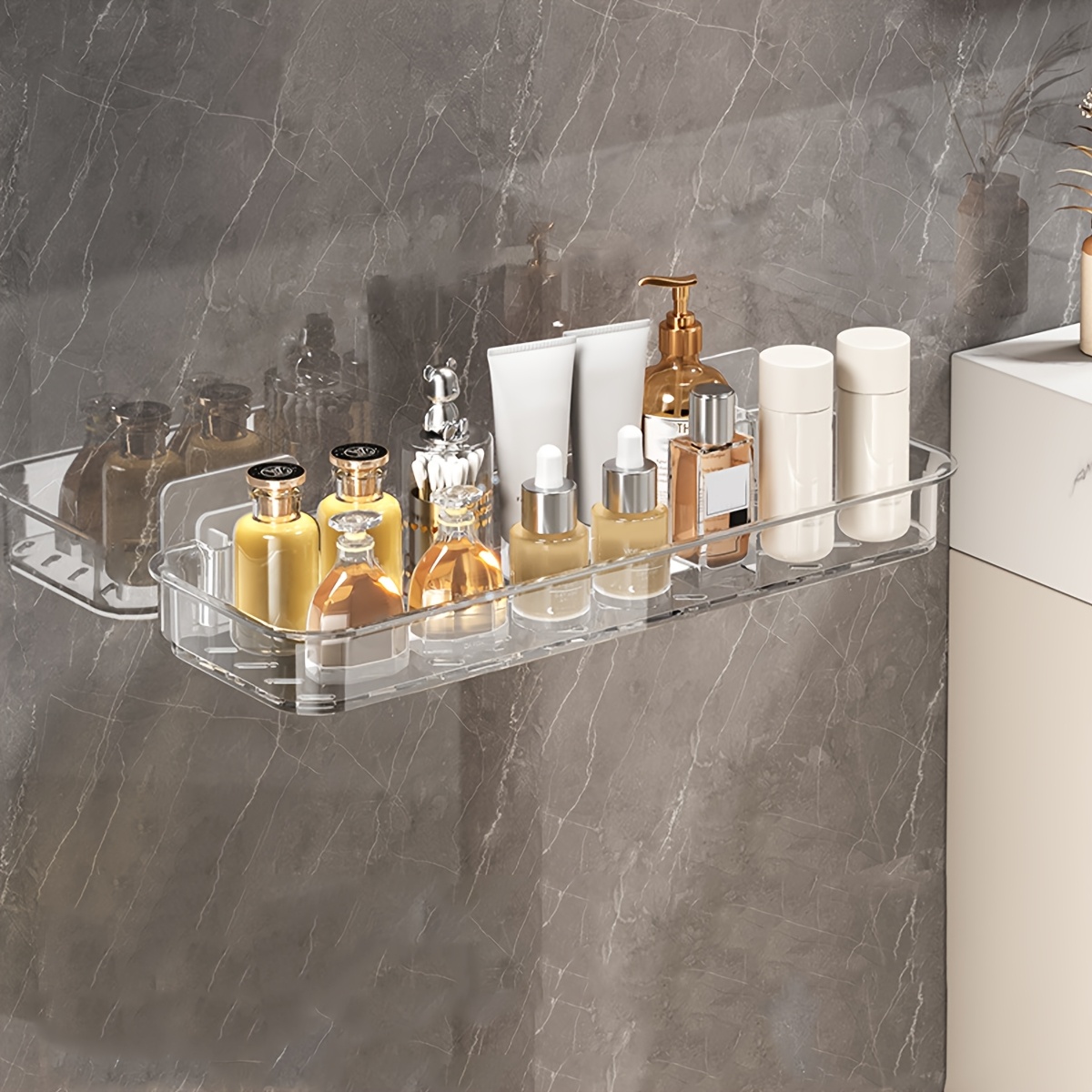 TEMU Amoichic No-drill Bathroom Shelfâthickened And . Designed For Storing Shampoo, Soap, And Other Items, This Sturdy, Smooth Floating Shelf Is