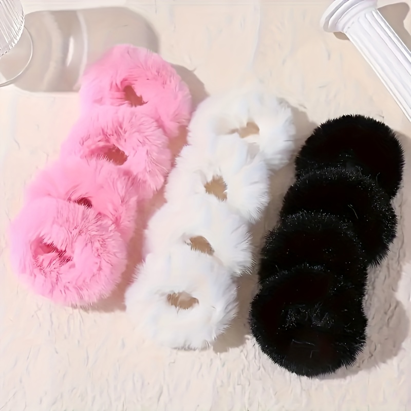 TEMU Lot de 12 élastiques à cheveux en peluche multicolores pour femme, bandeaux élastiques épaissis de couleur unie pour queues de cheval, , adaptés