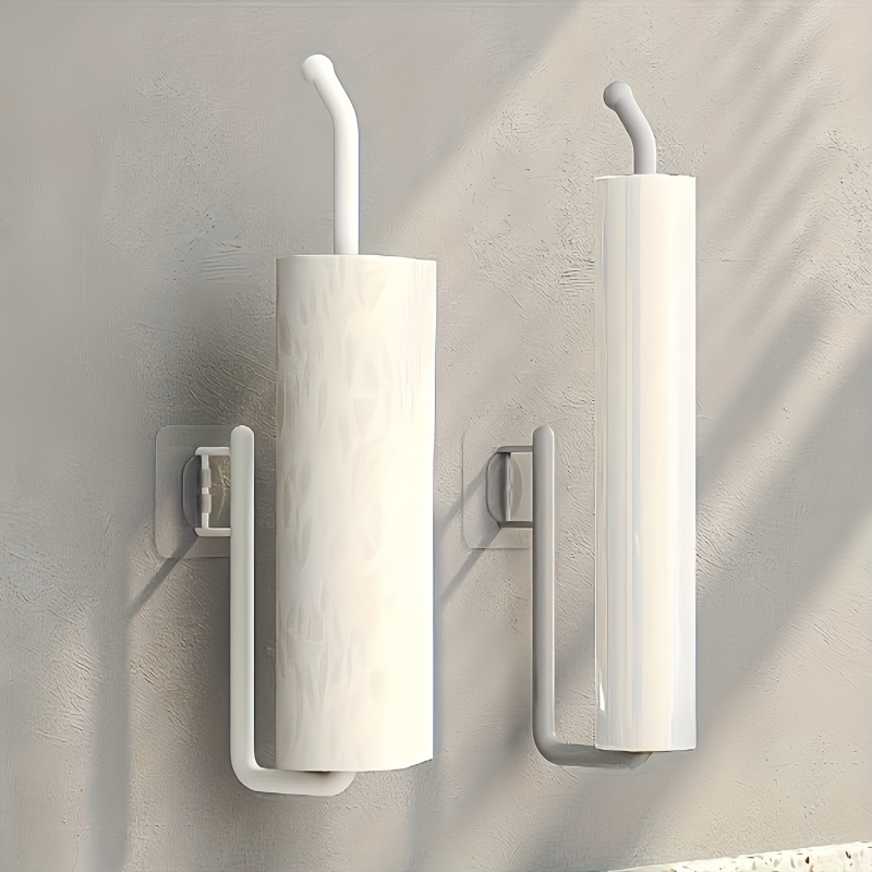 1pc plastic wall mount kitchen paper towel holder toilet roll dispenser cling film storage rack rag organizer space saving bathroom accessory details 7