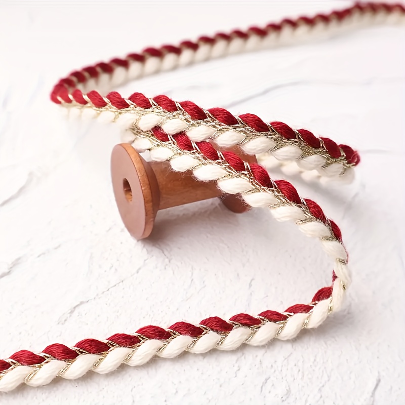 1.83 Meters Braided Trim Braided Lace Trim With Golden Threads, Durable Polyester Sewing Embellishment For Wedding Decor, Crafts, Clothing And Home Decor