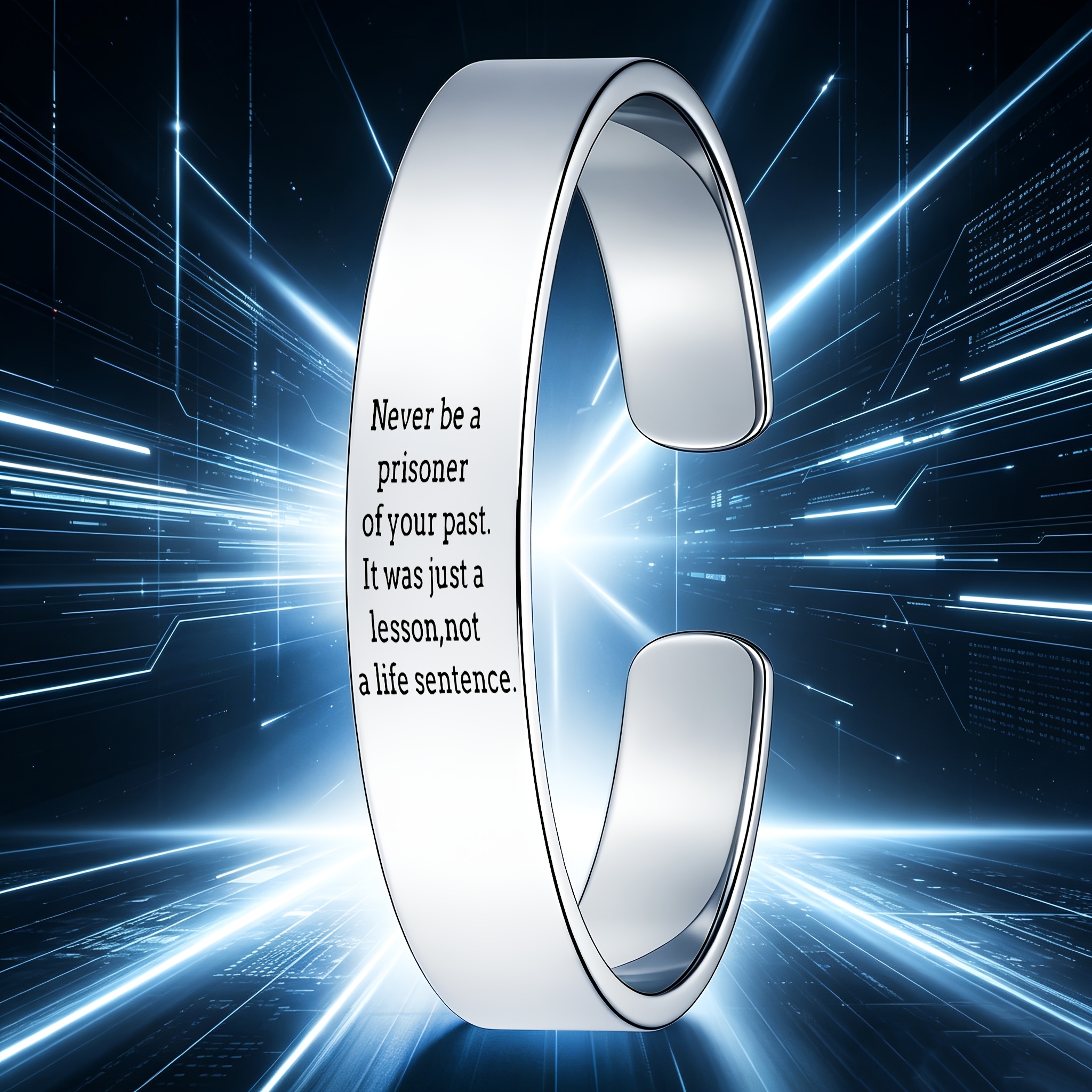 Positive Quote Stainless Steel Open Bangle, Ideal Gift for Loved Ones