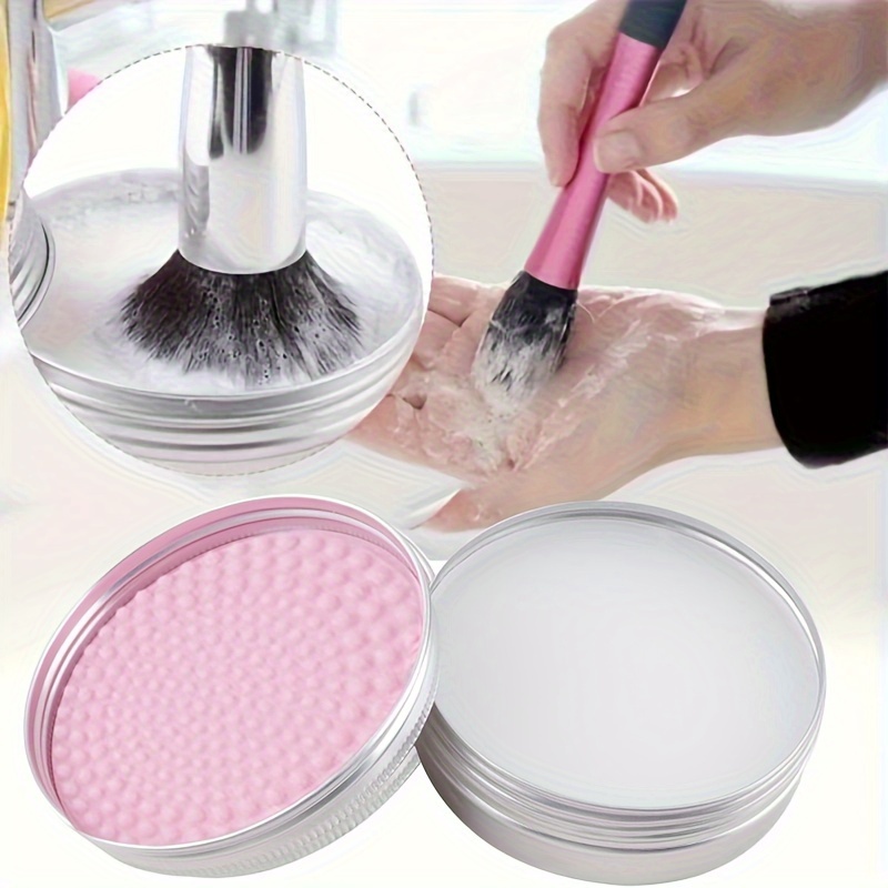 

1pc Silicone Makeup Brush Cleaning Soap With Textured Cleaning Pad - Free Cleaner For Cosmetic Brushes