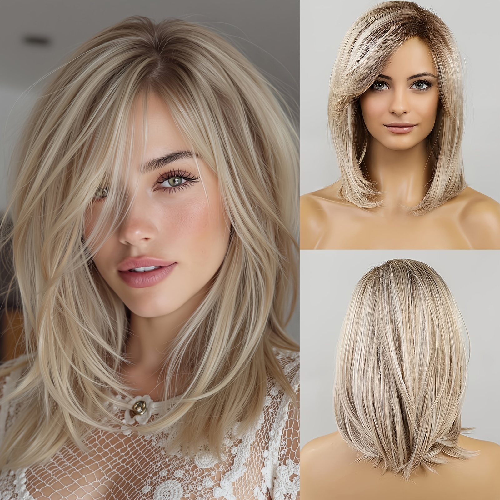 TEMU Women's -looking Gradient Straight Wig Suitable For Daily Wear, Photoshoots & Festive Events - Comfortable With Straight Hair, Easy To Clean,