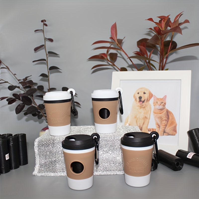 portable coffee cup dog waste dispenser holder   bag dispensing system hygienic   operation for on the go picking up after puppies ideal for walking   use compact hygienic pet   device Product details 3