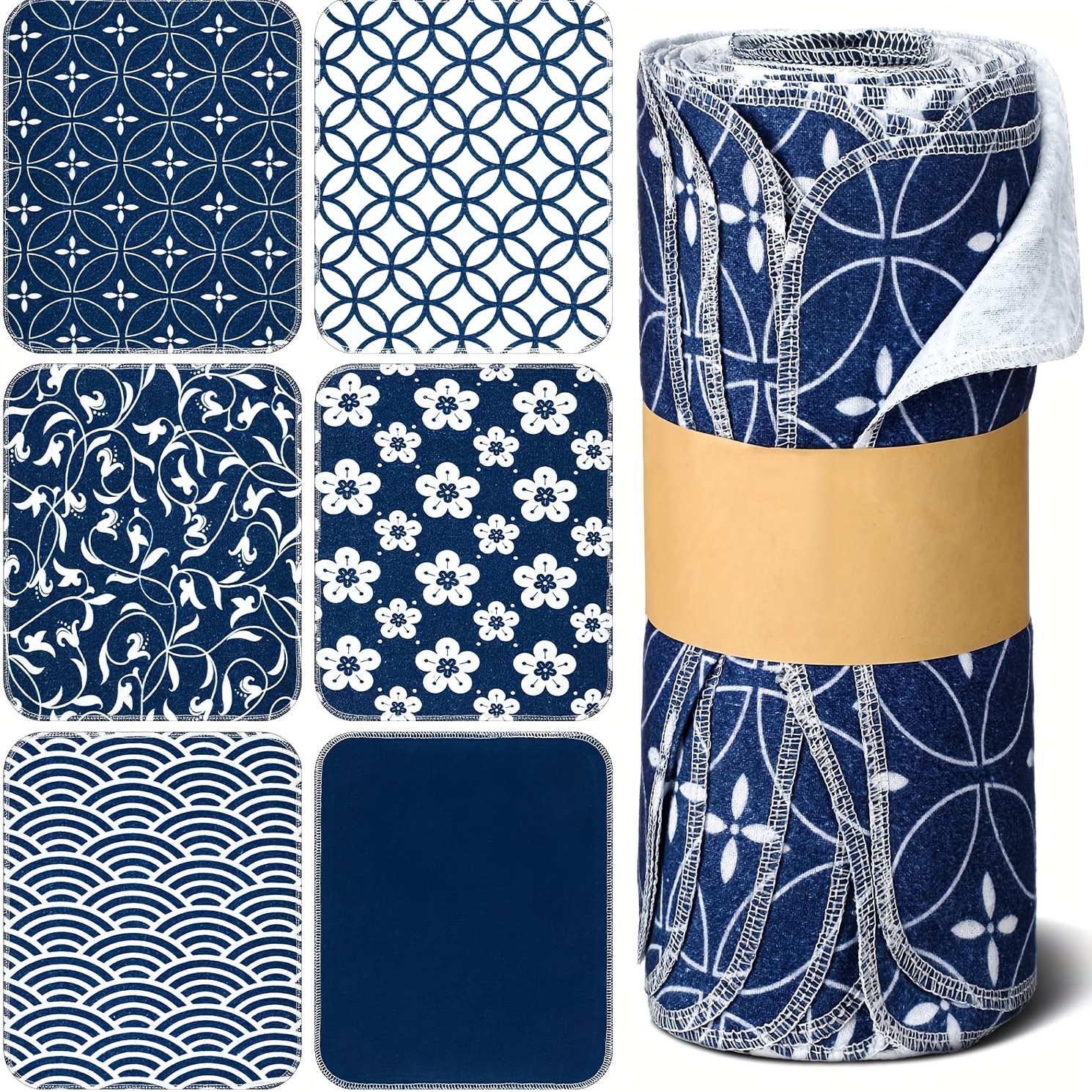 36 Count Reusable Cleaning Cloths Washable Cotton Kitchen Towels For Home(, Blue)