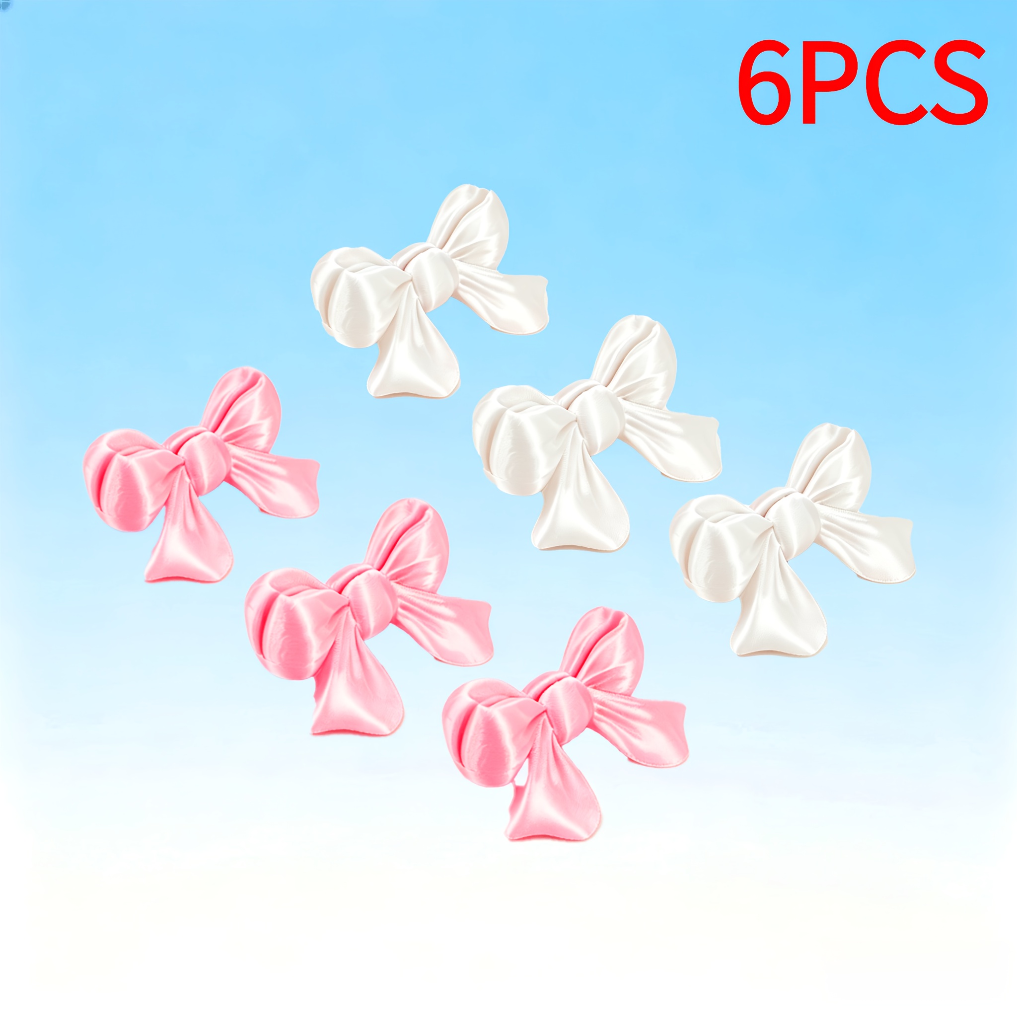TEMU 6pcs White/pink Cute Bow Photo Clips. Bow-shaped Photo Clips For Polaroid Or Small Photos. For Displaying Photos, Notes And Postcards, Bedroom