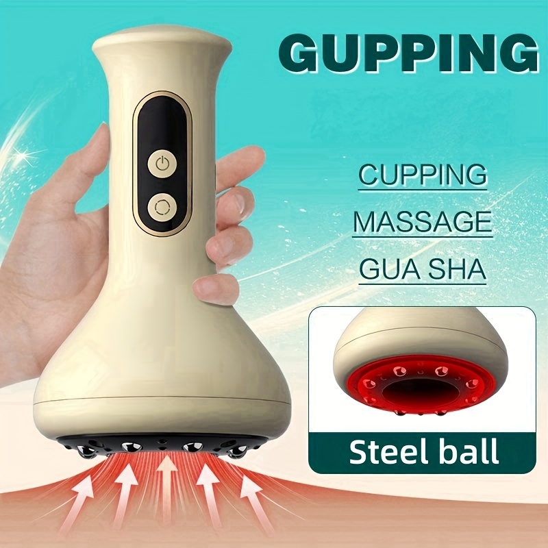 Portable adjustable intensity cupping massager, 9 levels of intensity, full body cupping tool, 1200mA, with hot compress function, suitable for home use and as a gift, portable rechargeable cupping device with 8 steel balls