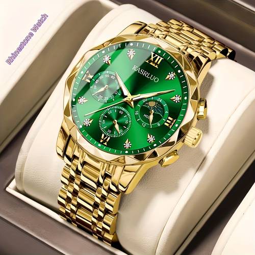 mens luxury stainless steel quartz watch with luminous hands multi wristwatch ipx7 waterproof suitable for swimming boating birthday holiday gift for him