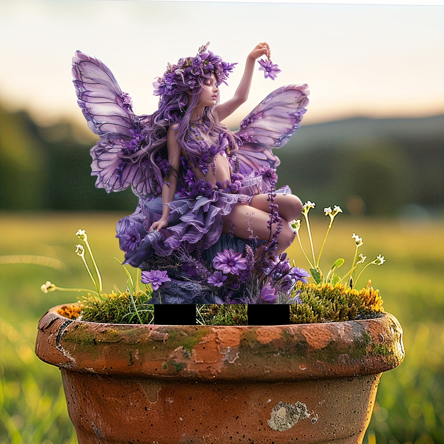 

Enchanting Purple Fairy Garden Stake - Acrylic Art Decor For Potted Plants, 11.8" X 7.8" - Bohemian Style Sun Catcher & Yard Accent Garden Decorations Garden Decor