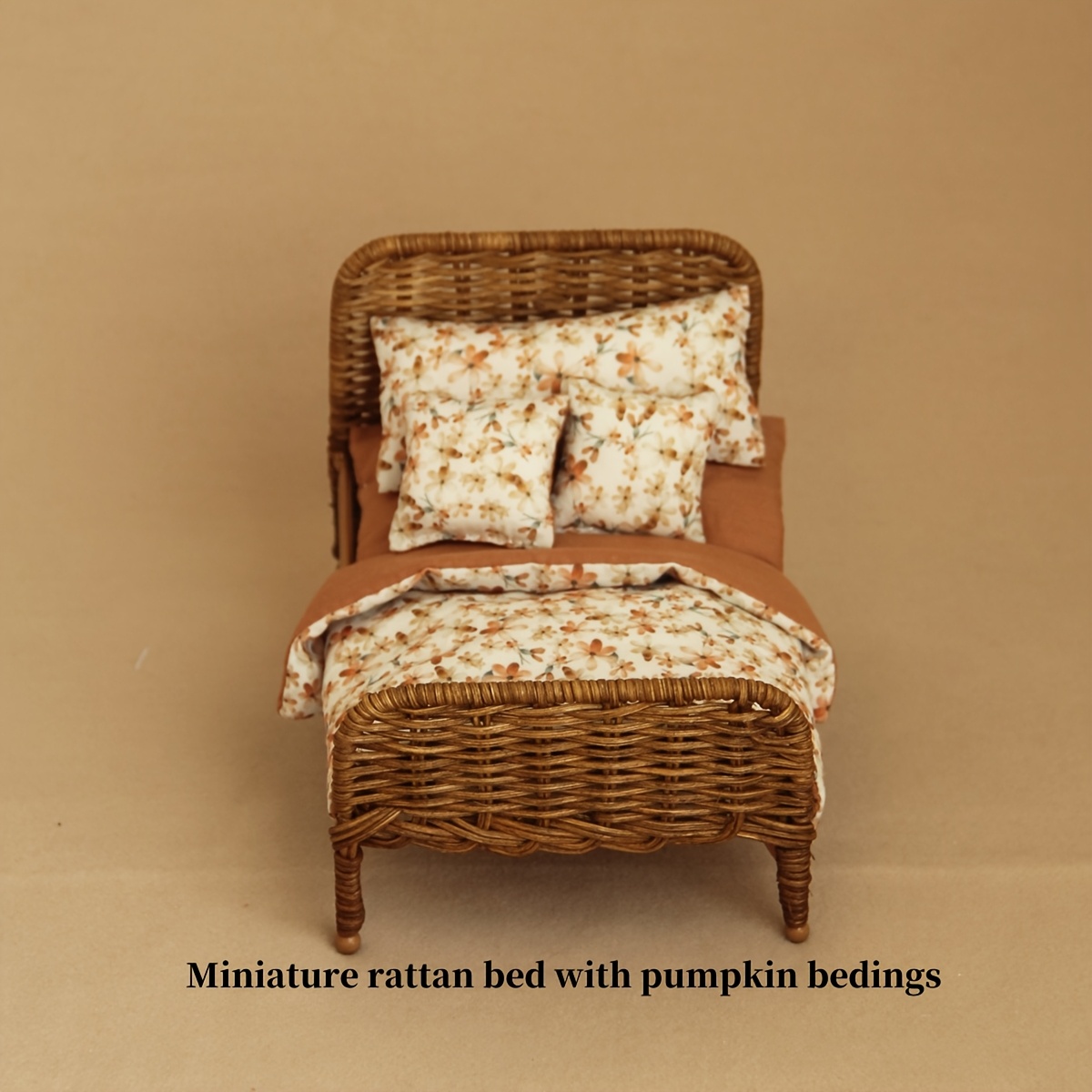 Image of 1:8-1:12 Scale Miniature Dollhouse Bed Furniture, 16cm L European Country Style Mini Bed For Bjd/ob11 Scene Accessories, Back-to- Halloween Christmas Holiday Gift