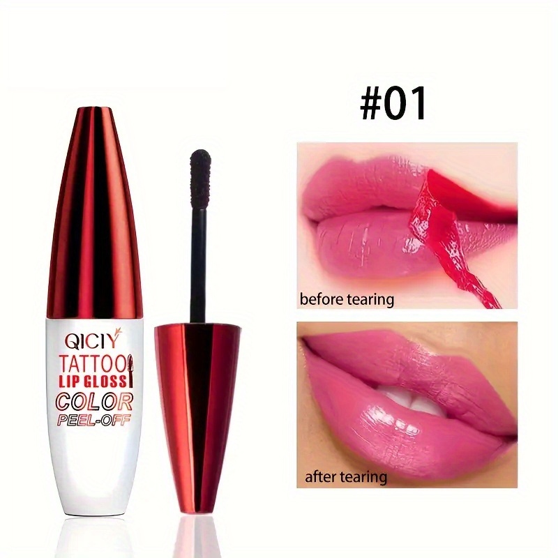 TEMU 1 Pack Of Removable Tear Off Lip Color Lip Glaze - Liquid Lipstick, Durable Moisturizing, Waterproof, Non Stick Cup, Suitable For Types, With