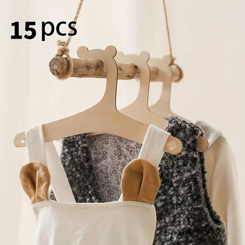 15/20pçs cabides de madeira fofos em de , adequados para roupas infantis, roupas de animais de estimação e acessórios - superfície polida durável, ideal para armazenamento em quarto, guarda-roupa e varanda, de varanda | cabides decorativos | cabides resistentes, cabides de roupas