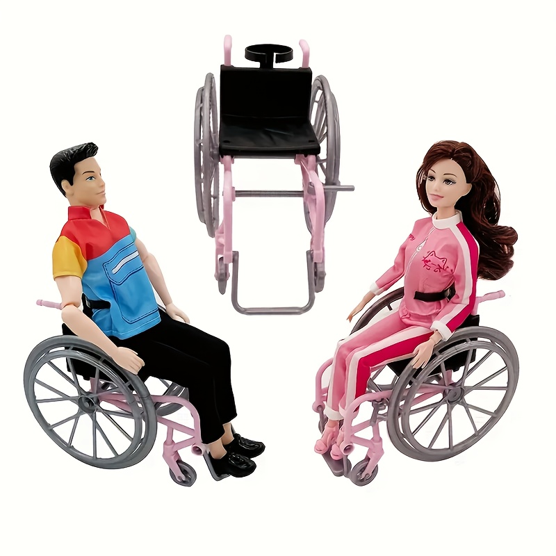 

11.5 Inch Pushable Dolls With Realistic Wheelchair Toy Accessories, Cute Plastic Chair Gift For Collectors, Mixed Color Plastic Material