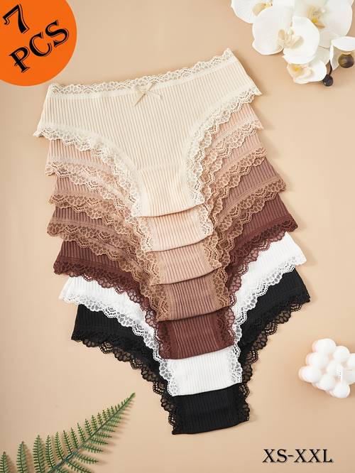 7 womens panties small bow decoration tones lace womens panties