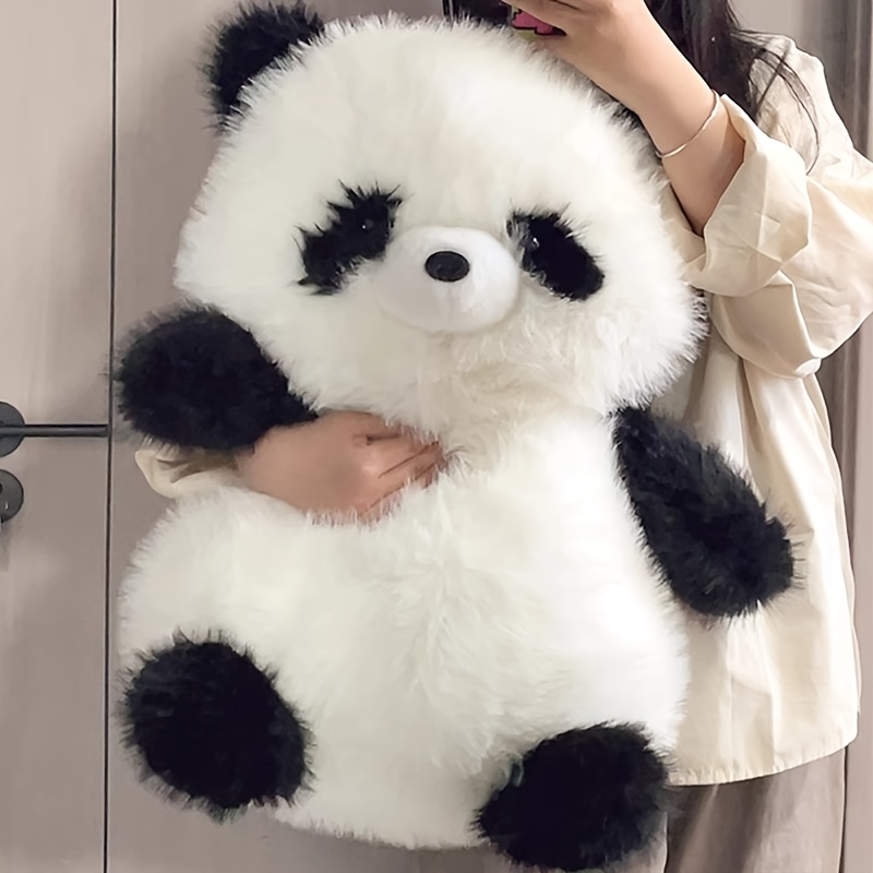  Plush Toy Doll - Soft Fluffy Stuffed Animal with Black & White Fur, Cute Cartoon Design,   Home Decor, Birthday Gifts, and Cozy Companionship, Stuffed Plushies, Decorative Ornament,   Design, Durable Stitching