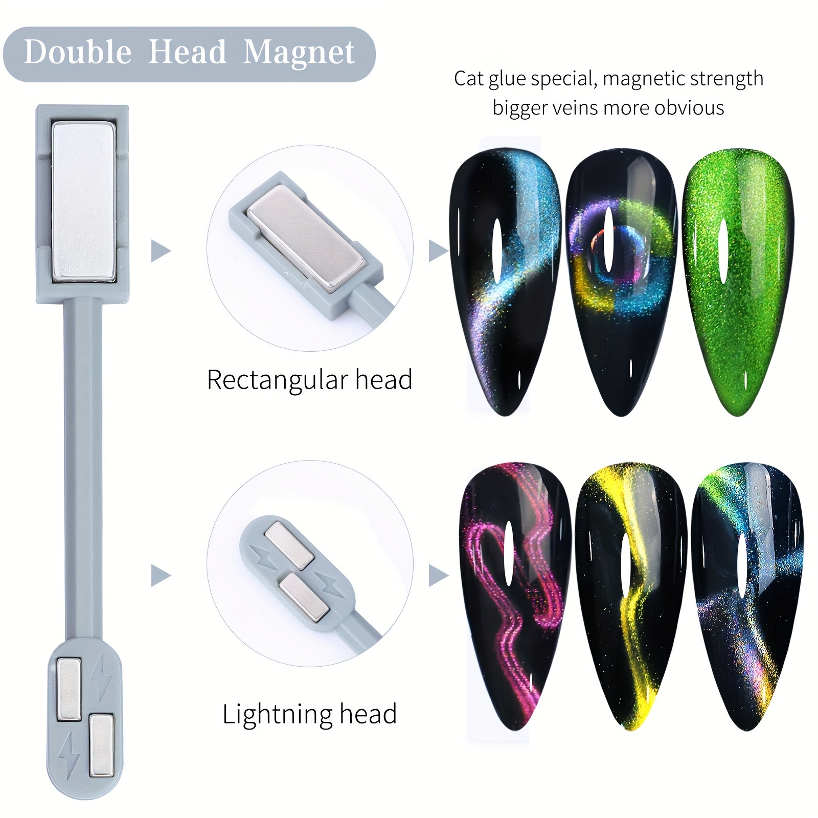 

1pc Hypoallergenic Magnetic Cat Eye Gel Polish - Dual-headed For Easy 3dnail Art, Dly & Salon Use