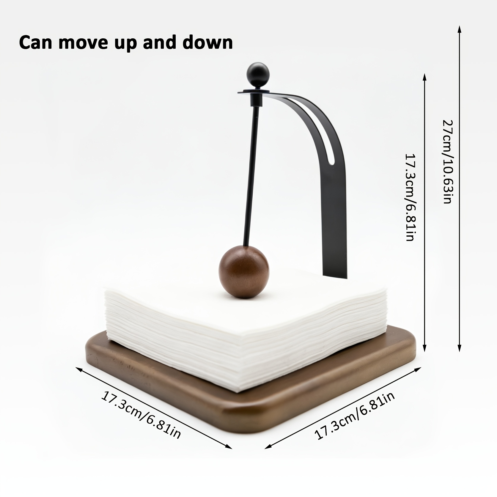 [Elegant Napkin Holder] 1pc Elegant Metal Napkin Holder with Spherical Knob | Sleek Black End, Ideal for Dining Table, Bedside Table, Living Room, Hotel, And Coffee Shop Decor