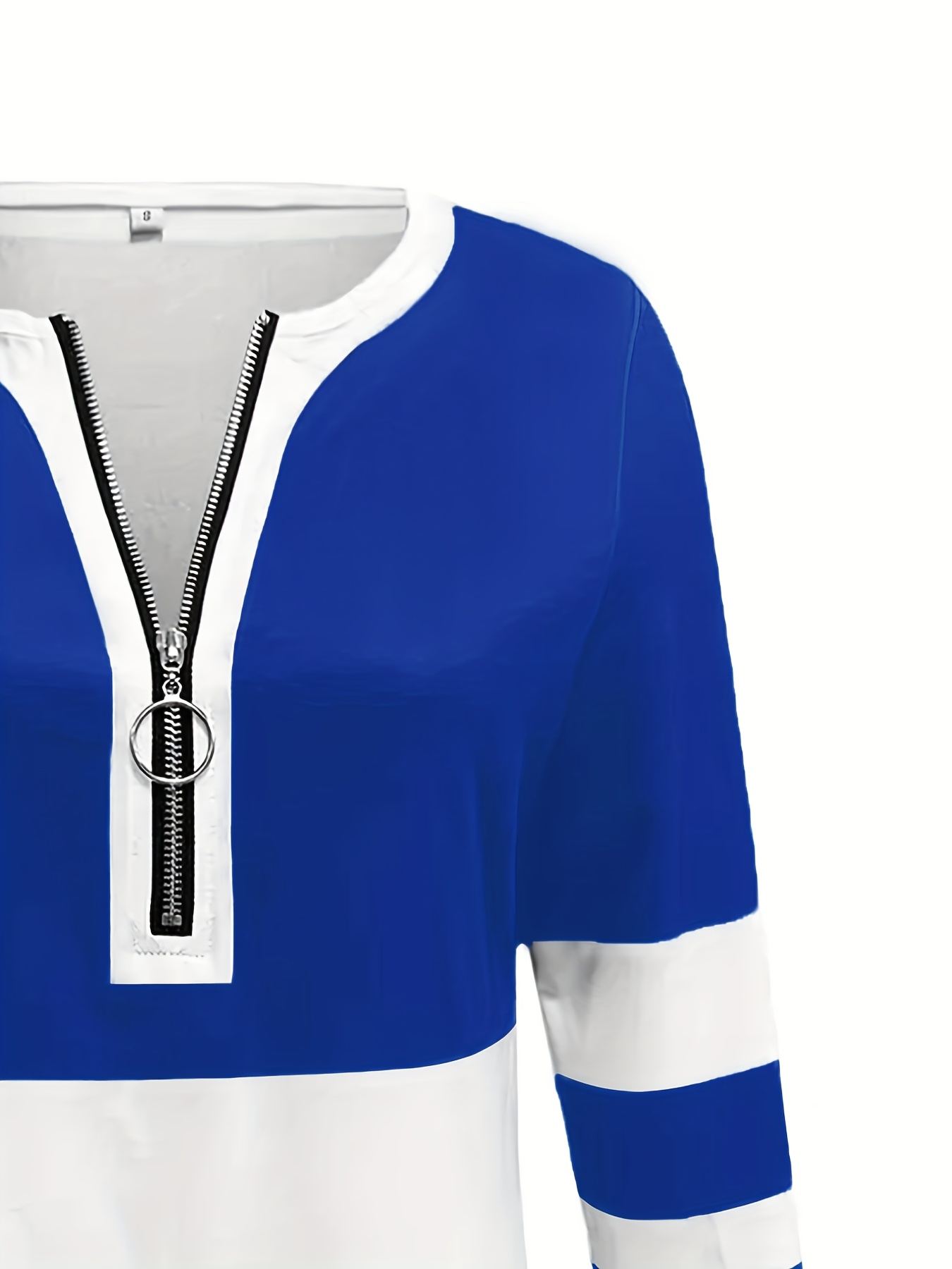 womens   and   block v neck long sleeve t shirt with zipper  l casual yet elegant   spring and fall casual wear   tee zipper   Product details 19