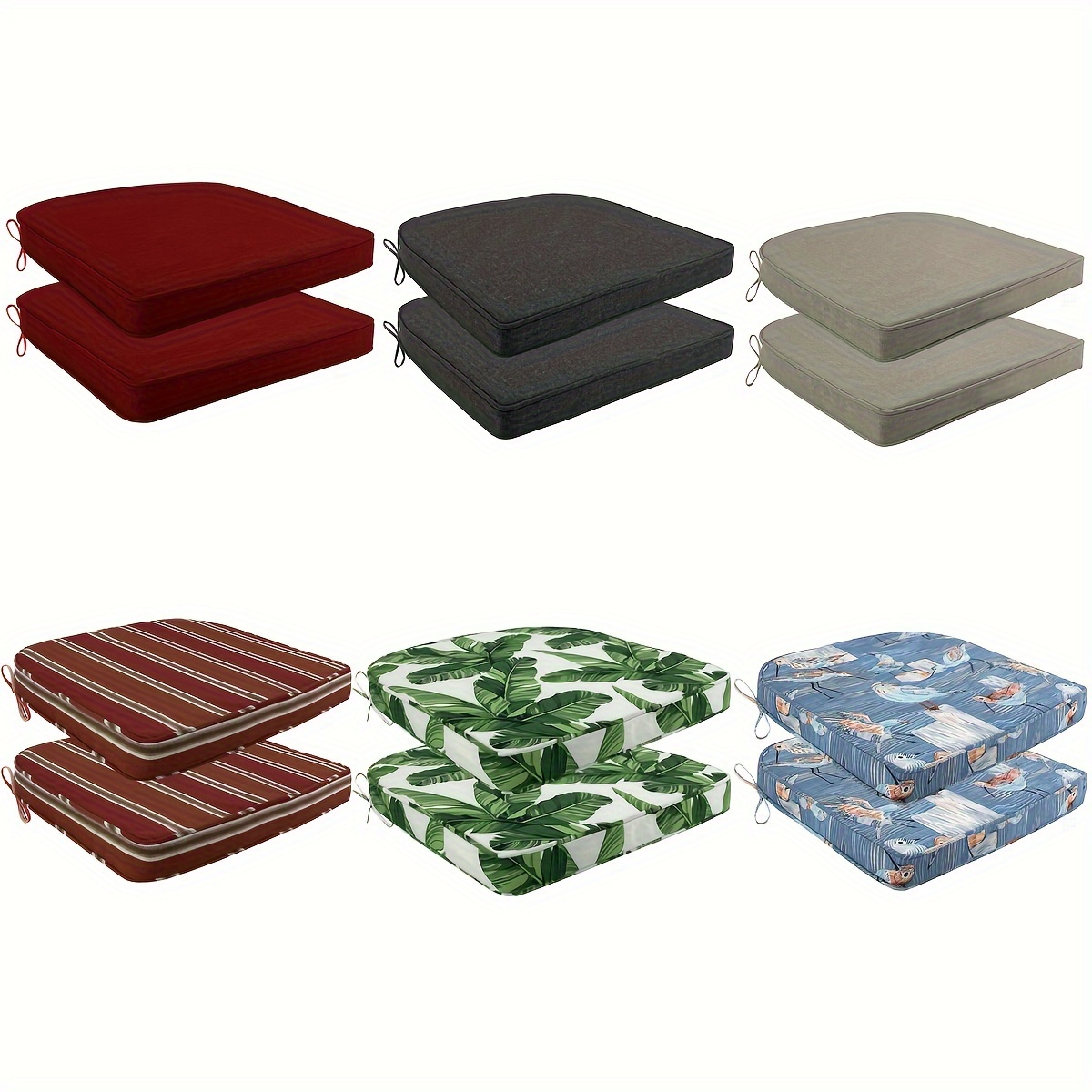 2pcs outdoor indoor chair cushions for patio furniture solution dye fabric protection cushions   patio chair cushions with ties only cushion 0