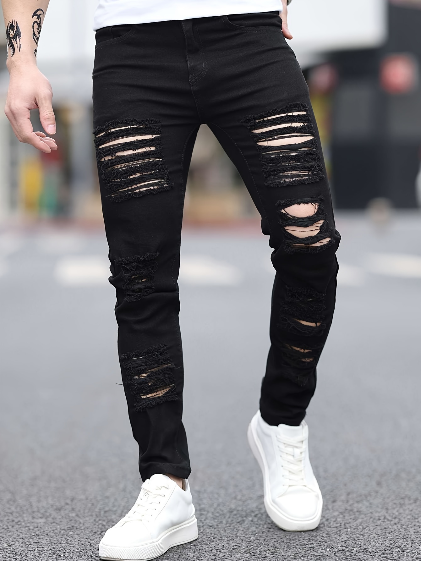 Black stretch ripped orders skinny jeans