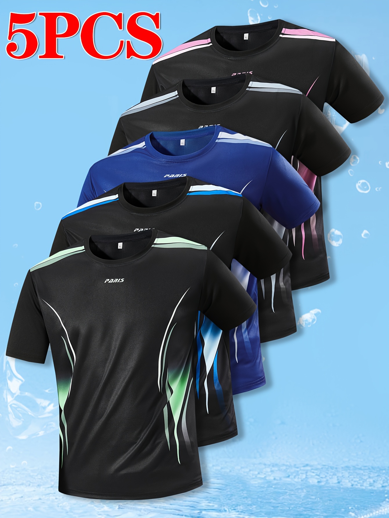 5 stück herren-schnell trocknende sport t-shirts - atmungsaktive netzstoff, dehnbar und stilvoll mit farbverläufen (schwarz, rosa, blau, weiß, lila), kurzarm-t-shirts für den fitnessstudio, laufen, outdoor-aktivitäten und freizeitbekleidung, große geschenkidee, fitnessbekleidung