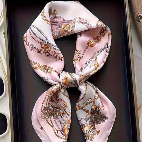 classic pattern square scarf satin y texture for beach party holiday gifts