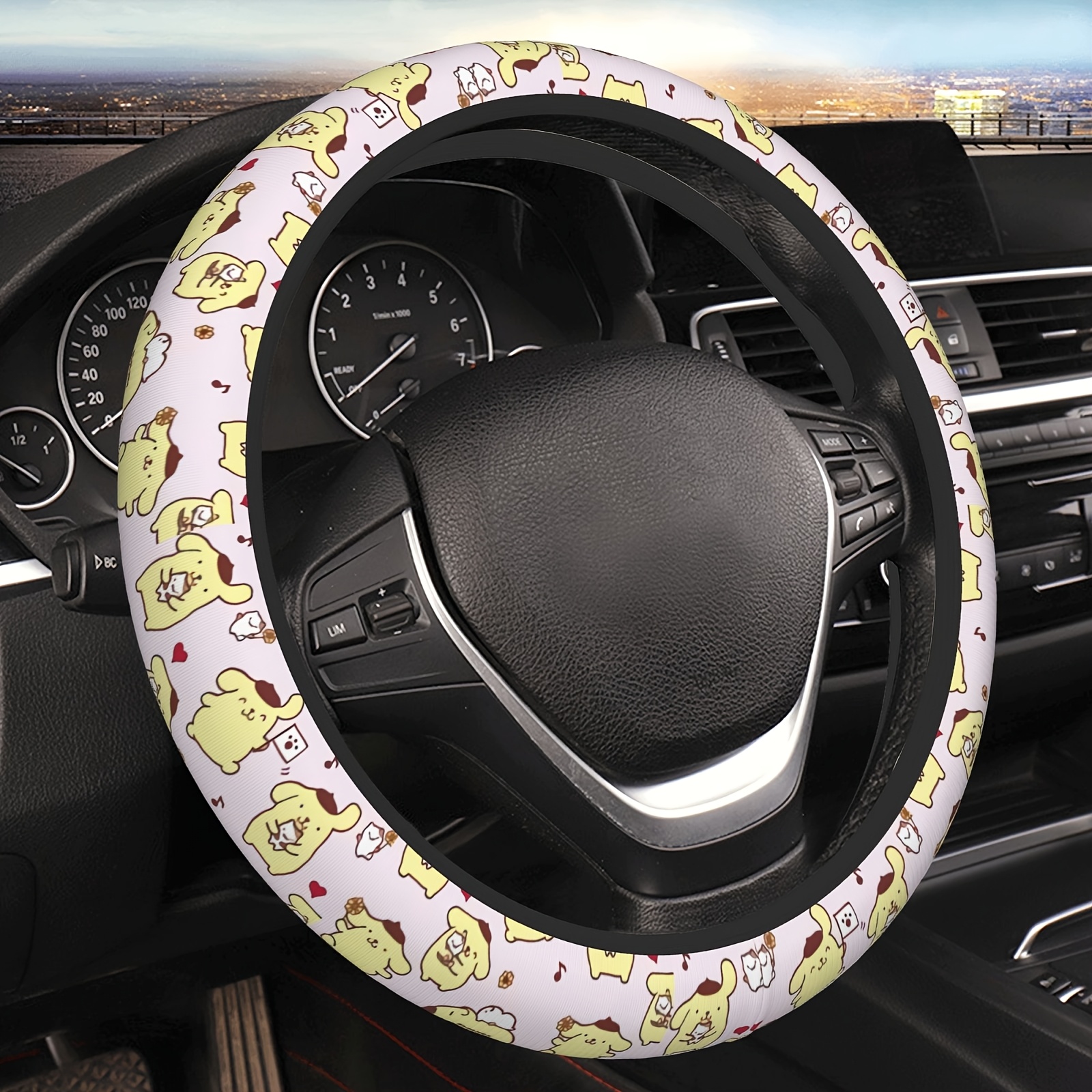 Cute Cartoon Pom Pom Steering Wheel Cover - 15 Inch Thickened Neoprene, Universal Car Interior Accessory For , Cars & Suvs, Car Wheel Cover | Design | Durable Car Cover, Cute Car Accessories