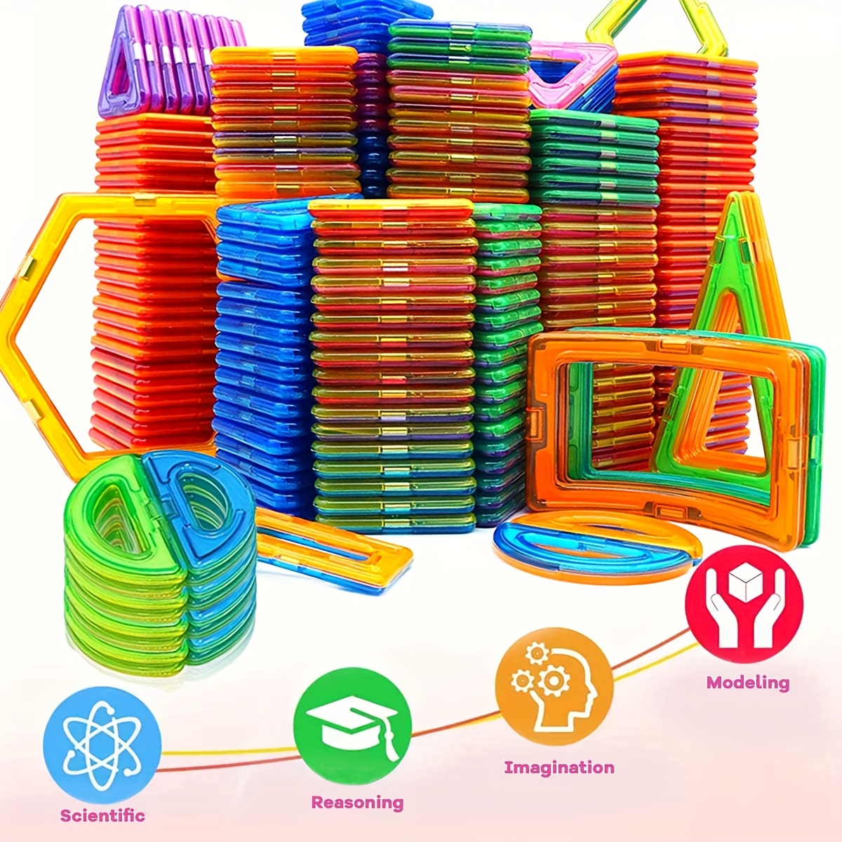 Large Magnetic Building Blocks DIY Toy with Wheels