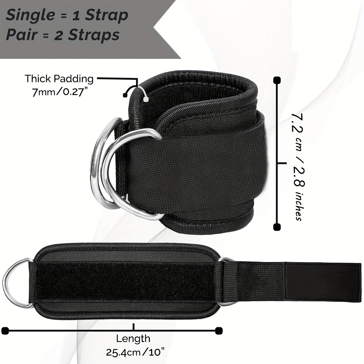 Heavy-Duty Adjustable Ankle Straps with Double D-Rings