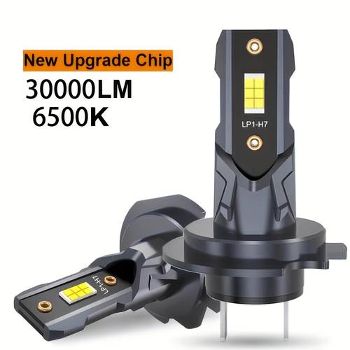 2pcs h7 led headlight bulbs 12x csp7035 30000 car headlightsautomatic mini 1 1 canbus h7 led bulbsturbo light 6500k 12 battery has positive and negative terminals