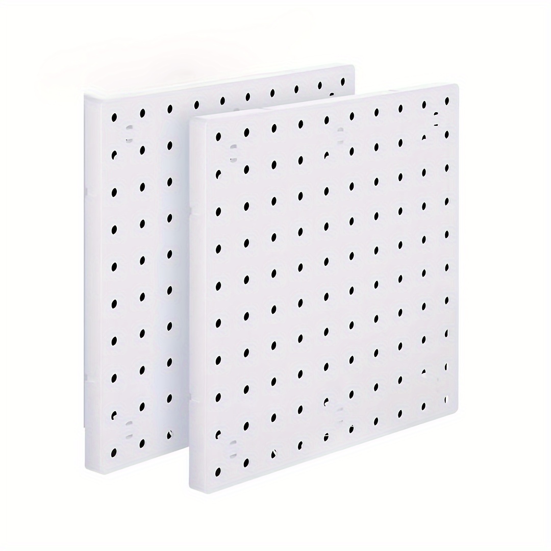 TEMU 2pcs 25cm X 25cm Plastic Pegboards, Hole 1inch, Wall-mountable And Nail-able, 2 Installation , Storage Shelves Suitable For Bathroom, Living