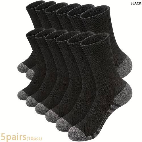 5pairs 10pcs mens long socks autumn and socks long socks socks running socks mens warm socks classic solid color socks random colors