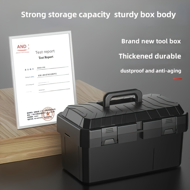 waterproof toolbox professional toolbox set heavy duty plastic case drill organizer for electricians and carpenters the   storage solution with safety latches and   compartments suitable for home details 4