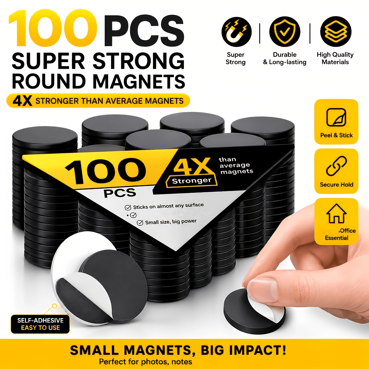 TEMU 100pcs Self-adhesive Round Magnetic Sheets - 50/100pcs Pack, Flexible Magnetic Stickers, For Photos, Office Use, Whiteboard/blackboard Magnets