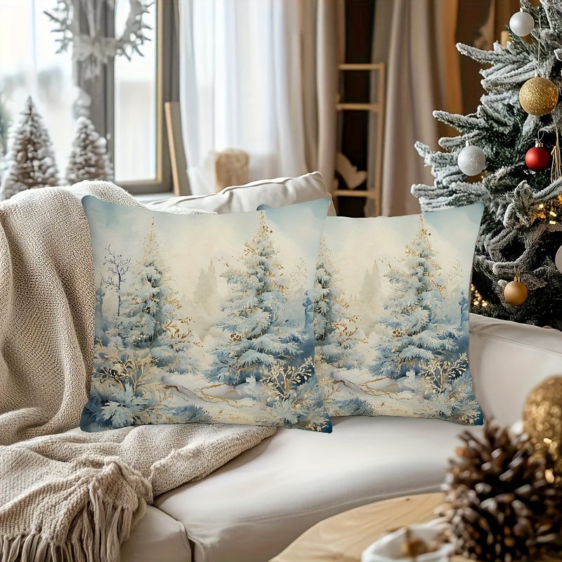 

2pcs - Christmas Tree , 18x18 , Washable Cushion For Sofa Decor, Pillowcases