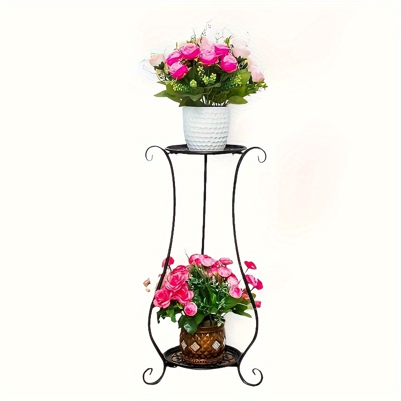 

1pc, Metal Plant Stand, Indoor Outdoor Metal Flower Stand For Patio Corner Balcony Living Room Garden Yard Bonsai Stand , Long:23.62 Inch, Diameter:9.44 Inch, Color : Black (not Include Flower Pots)