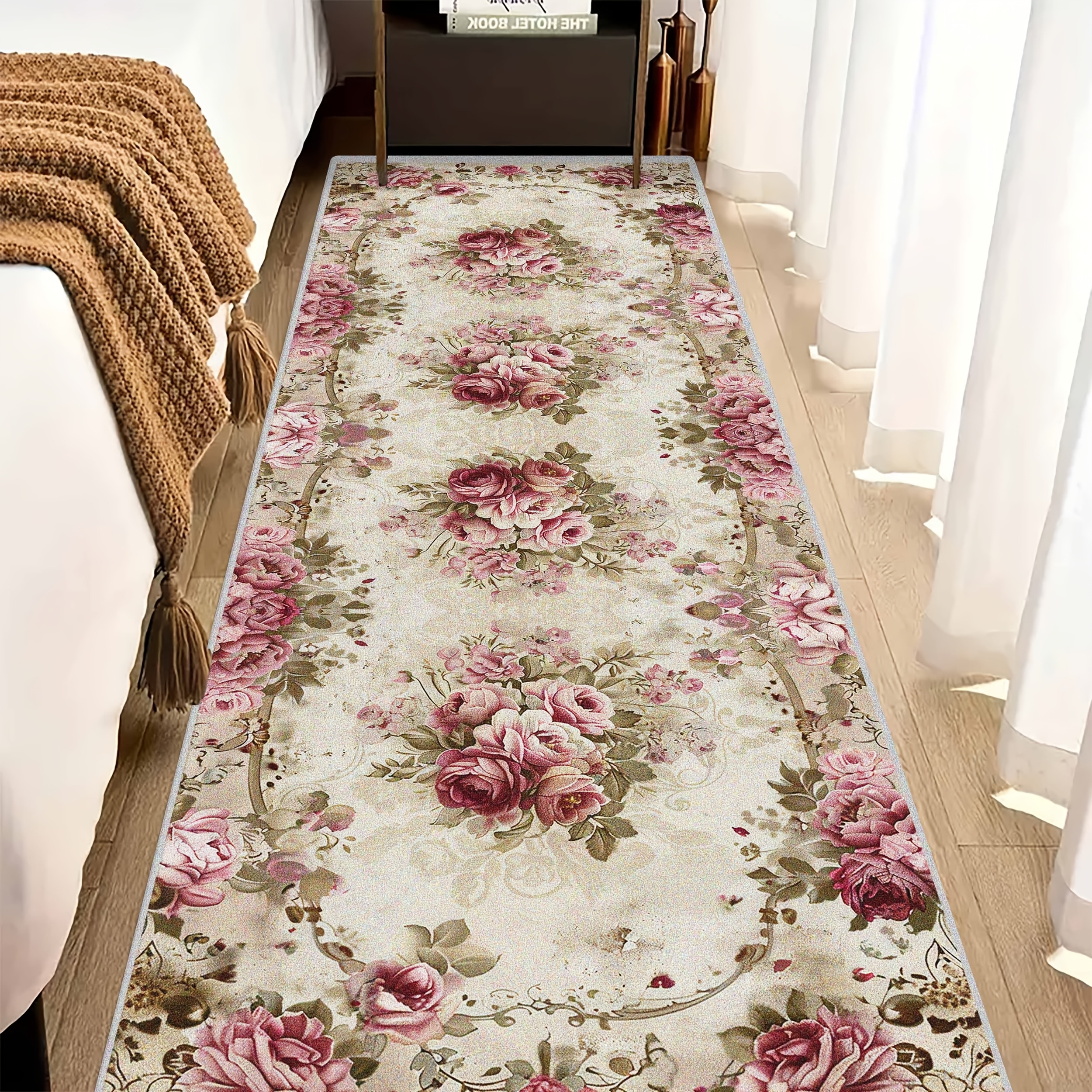 TEMU Maritime Imitation Cashmere washed Bottom Washed Imitation Cashmere With Weight Of Per   Thickness 8.6mm, European Floral Pattern Hotel Welcome