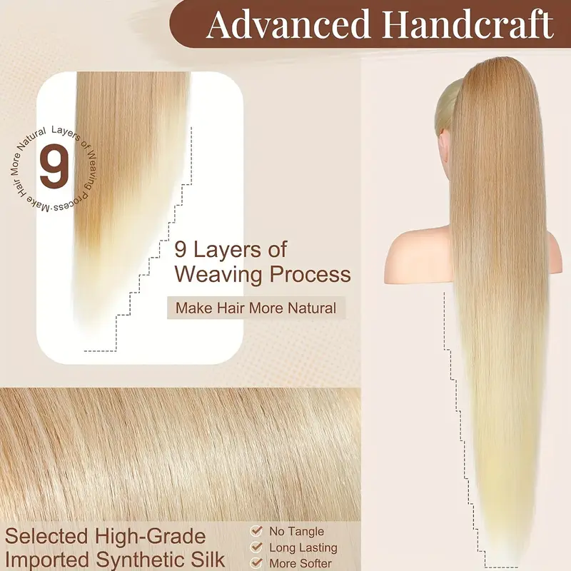 36 inch long straight drawstring ponytail synthetic hairpieces ponytails for women clip suitable for all hair types details 4