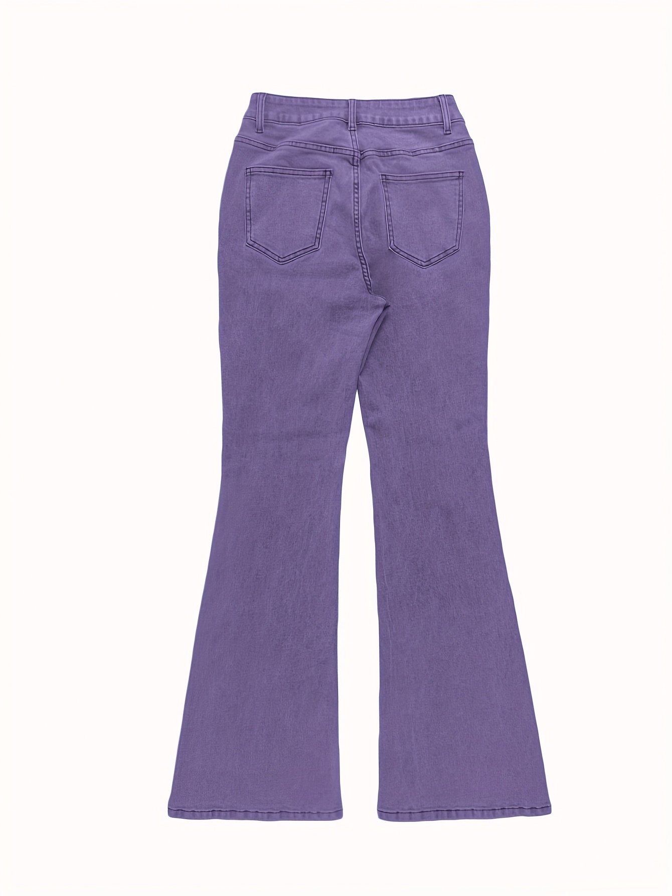 GILIPUR MH1025 Light Blue Retro High-Waist Stretch Straight Leg Women's Pants, Street Style Solid Color Long Pants with Pockets, All-Season Comfortable Stretch Fabric, Machine Washable