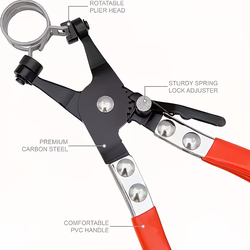 TEMU 1pc Durable Automotive Hose Clamp Pliers With Non-slip Grip - Professional Mechanic Tool, Suitable For Oil, Vacuum, And Hydraulic Lines -
