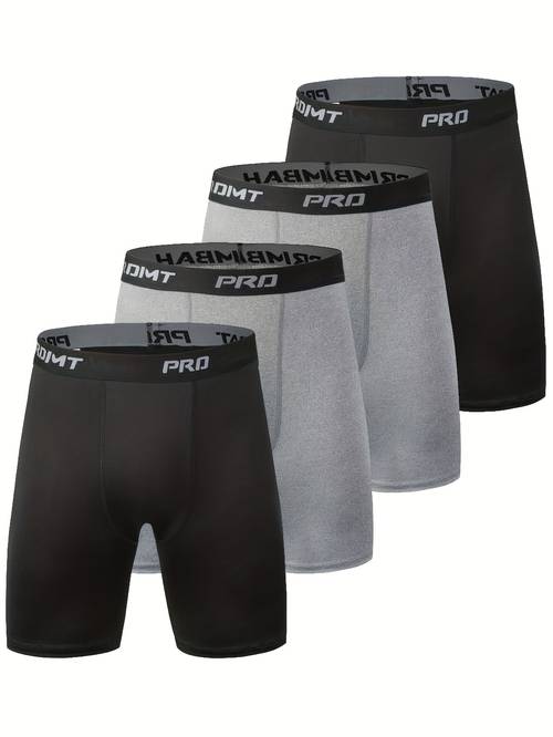 4pcs set mens compression athletic shorts elastic performance base layer suitable for training running basketball mens running and fitness wear